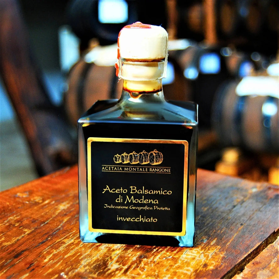 Bottle of Aceto Balsamico di Modena IGP Invecchiato 250ml with certification logo