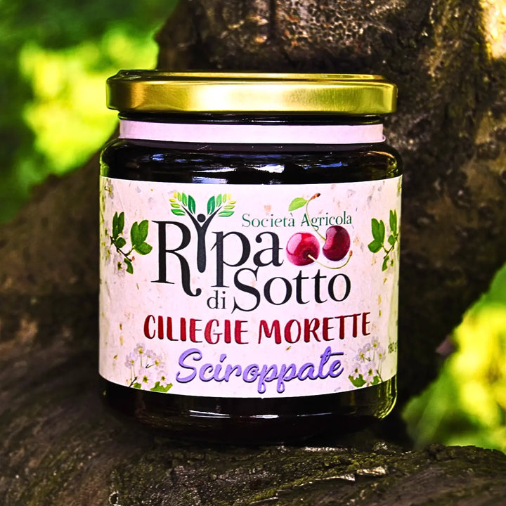 Jar of Ciliegie Sciroppate Moretta cherries in syrup 320g from Vignola