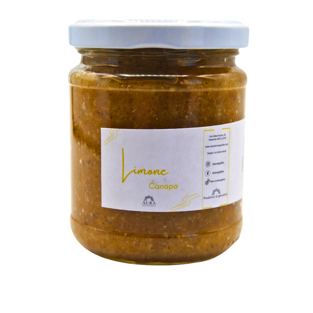 Confettura limone e canapa in vaso di vetro 250 gr ideale per colazioni e dessert