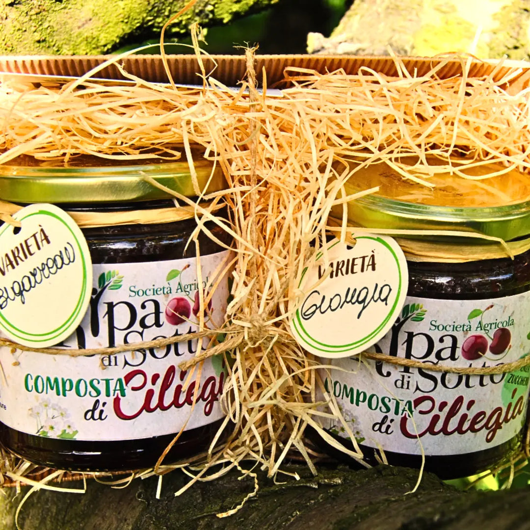 Confezione le 2 Ciliegie composta ciliegie Bigarreau e Giorgia senza zuccheri aggiunti 320 gr x 2