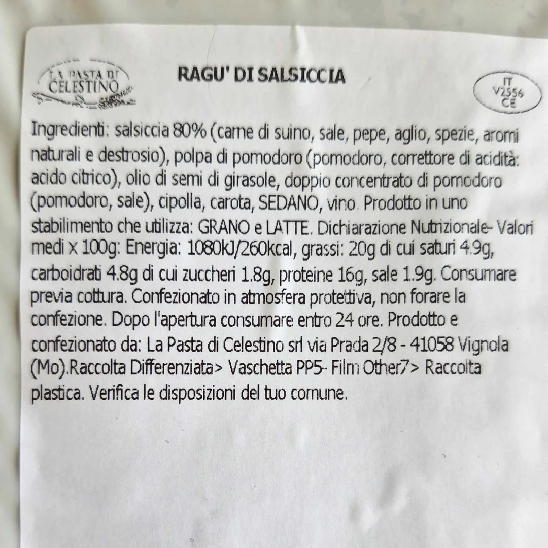 Barattolo di ragù di carne con salsiccia da 250 grammi pronto da servire
